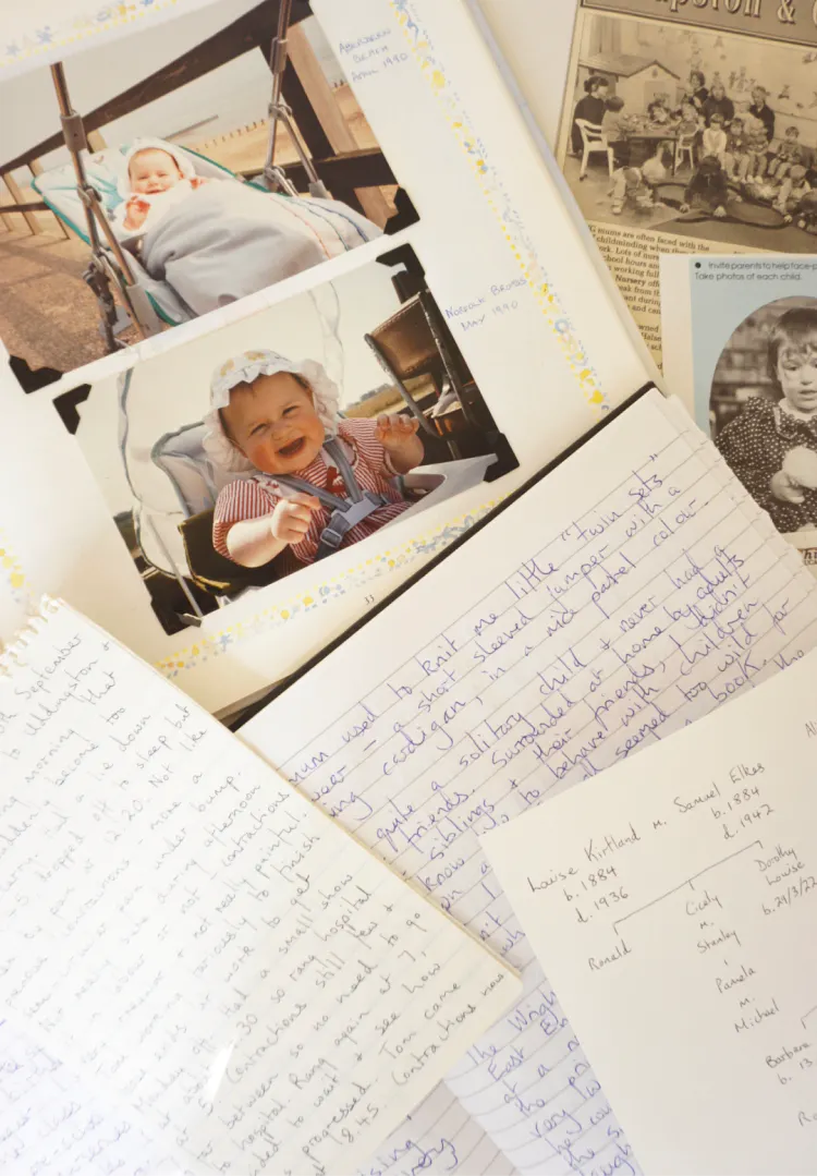 Journal with handwritten letters and photographs