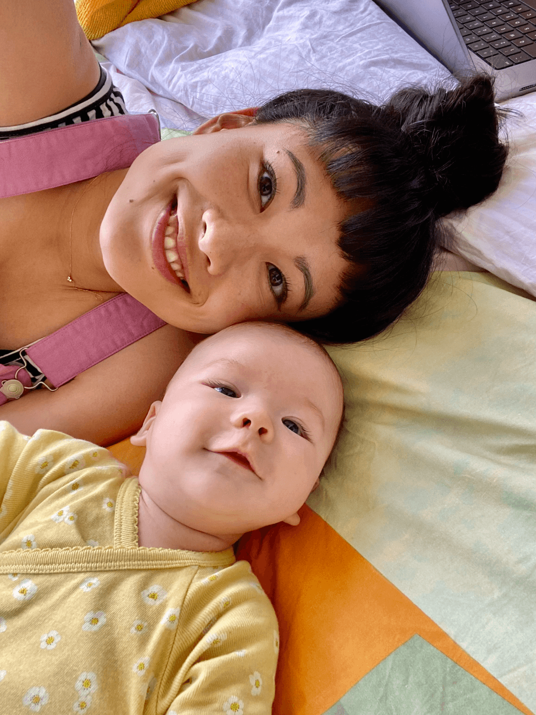 Close up of mother and baby